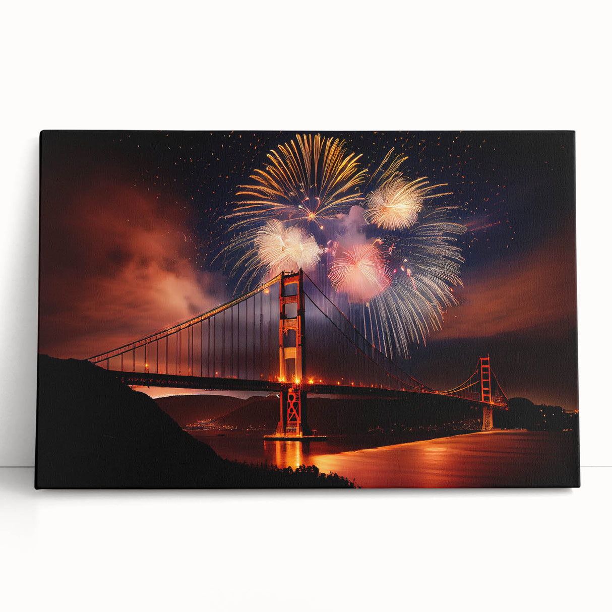 Black and white stretched canvas of San Francisco skyline, ideal for kitchen wall art or bedroom.