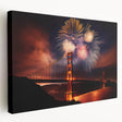 San Francisco skyline in muted gray and blue tones on a large stretched canvas, ideal for kitchen wall art.