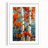 Abstract art print of Aspen, Colorado scenery in muted earth tones on a framed white mat, ideal for dining room decor.