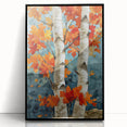 Large abstract wall art featuring a Colorado Aspen scenery in muted earth tones on a framed acrylic.