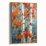 Framed canvas landscape art painting of Aspen, Colorado, featuring vibrant autumn colors.