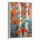 Vintage poster art of Aspen, Colorado scenery on extra large framed canvas, featuring vibrant autumn colors.
