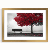 Extra large abstract art print of Denver skyline in textured gold frame, ideal for living room decor.