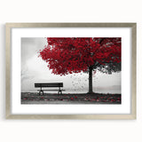 Textured art print of abstract Denver skyline in muted blue and gray tones on a framed canvas, suitable for bedroom decor.