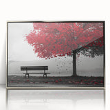 Mid-century modernist art depicting Denver skyline in pastel hues on a silver-framed acrylic print.