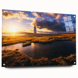 Large abstract wall art depicting a Connecticut landscape in pastel shades on acrylic glass.