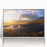 Art deco poster of Connecticut scenery in muted greens and blues, framed acrylic, ideal for modern nursery wall art.