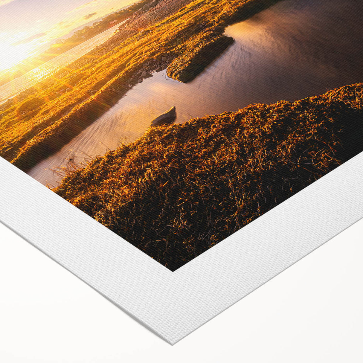 Art deco poster featuring a Connecticut landscape in muted green and blue tones on rolled canvas.