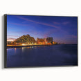 Black and white framed canvas of Daytona landscape, featuring vintage poster art style, suitable for bedroom wall decor.