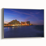 Framed canvas of Daytona landscape with colorful vintage poster art, ideal for adding a vibrant touch to black wall decor.