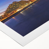 Art deco poster depicting Daytona scenery in muted blue and beige tones on a rolled canvas.