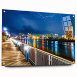 Large abstract wall art of Delaware scenery in muted earth tones on acrylic glass, ideal for dining room decor.