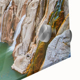 Large abstract wall art of Idaho scenery in muted earth tones on acrylic glass, suitable for dining room ambiance.