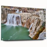 Acrylic print of Idaho scenery featuring expansive blue sky and rolling green hills, ideal for dining room decor.