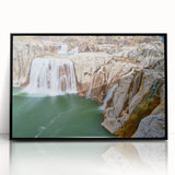 Large abstract wall art of Idaho scenery in black acrylic frame, ideal for modern living room decor.