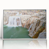 Modern art acrylic print depicting the Idaho landscape in muted earth tones, ideal for nursery wall decor.