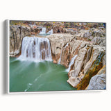 Vintage poster art of Idaho scenery on extra large framed canvas, featuring colorful art on a black background.
