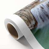 Art Deco poster of Idaho scenery on rolled canvas, using muted earth tones, suitable for nursery wall art or dining room.