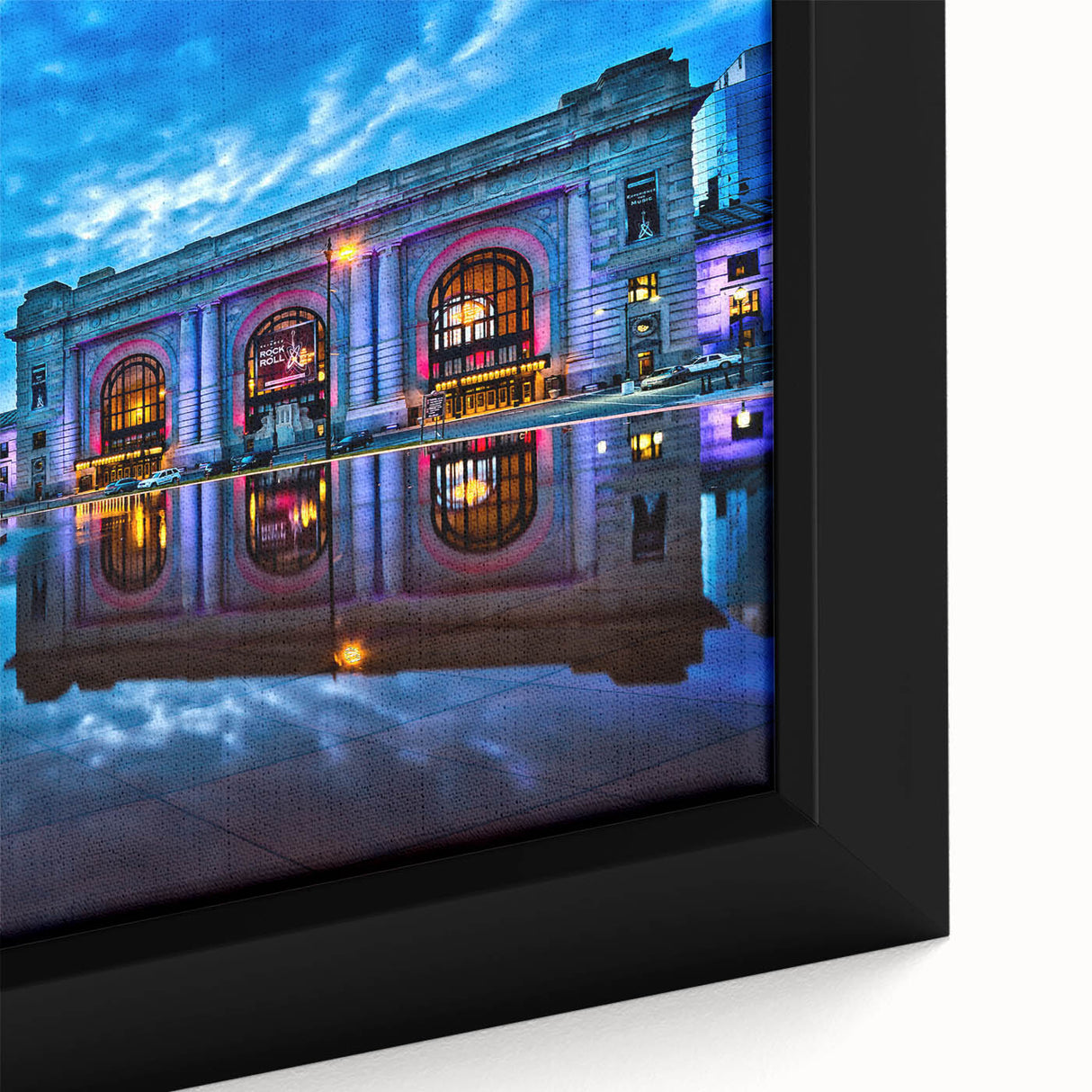 Textured black wall art featuring a colorful Kansas scenery on a framed canvas, ideal for living room decor.