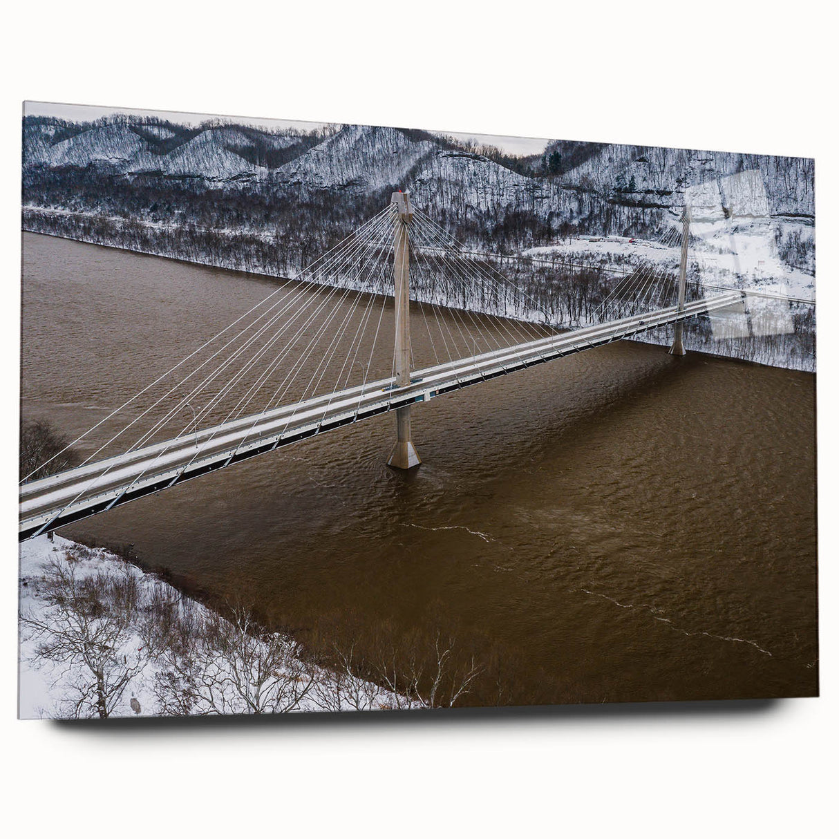 Large abstract wall art of a Kentucky landscape in muted earth tones on acrylic glass.