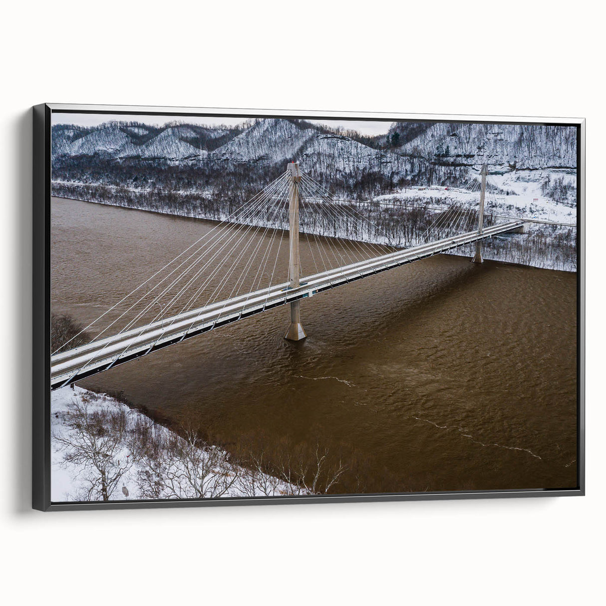 Black and white framed canvas depicting a vintage Kentucky landscape, ideal for bedroom wall art.