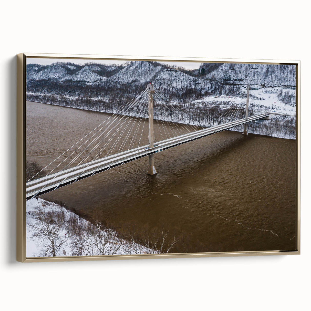 Framed canvas of a vintage Kentucky landscape in muted earth tones, ideal for bedroom wall art.