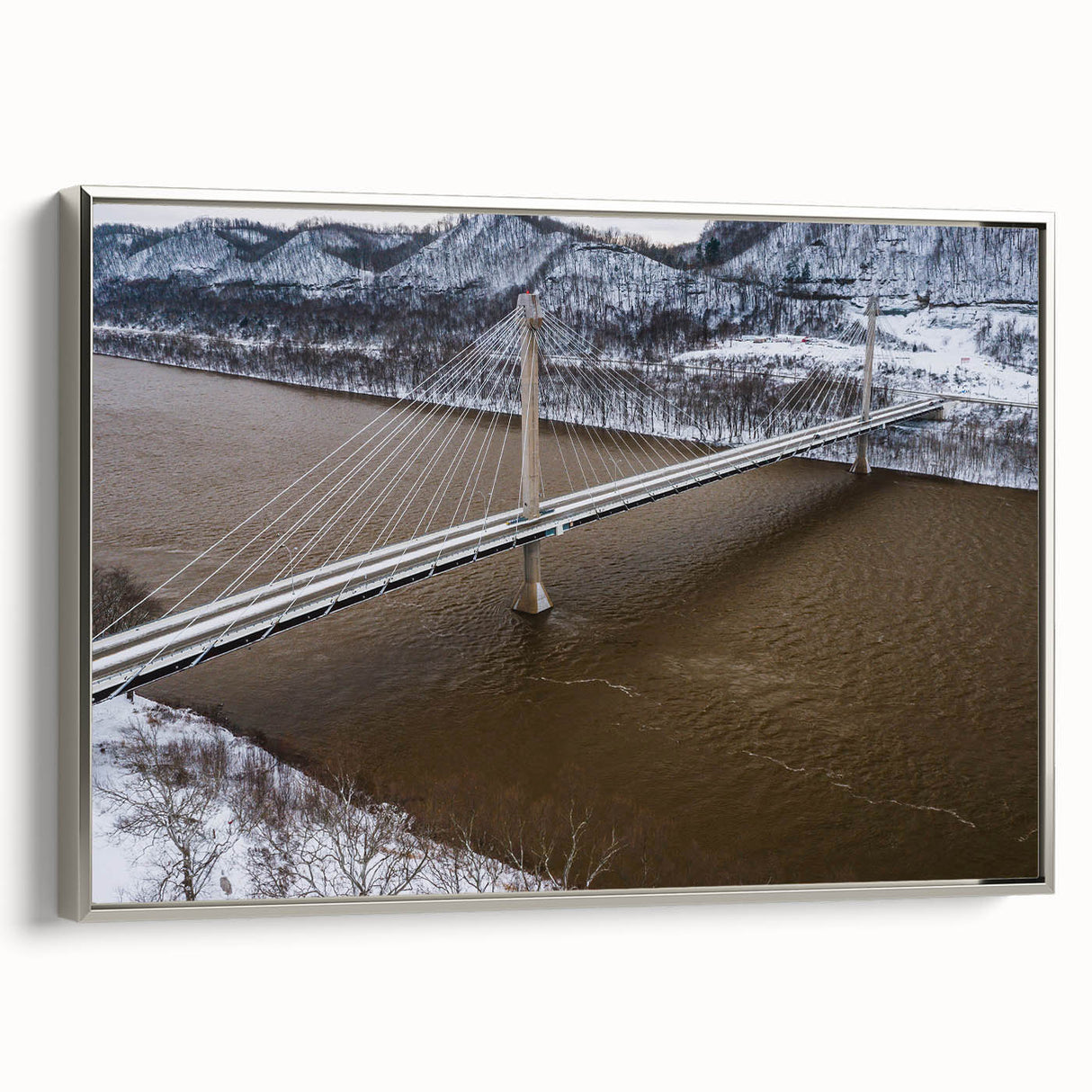 Framed canvas featuring a vintage-style Kentucky landscape with colorful art and black accents, ideal for living room decor.