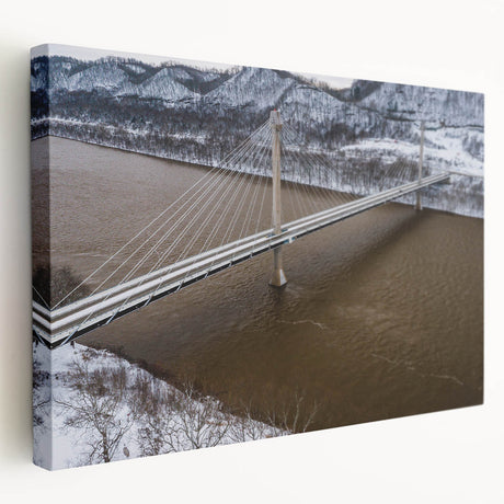 Large art depicting a serene Kentucky landscape in muted green and blue tones on stretched canvas.