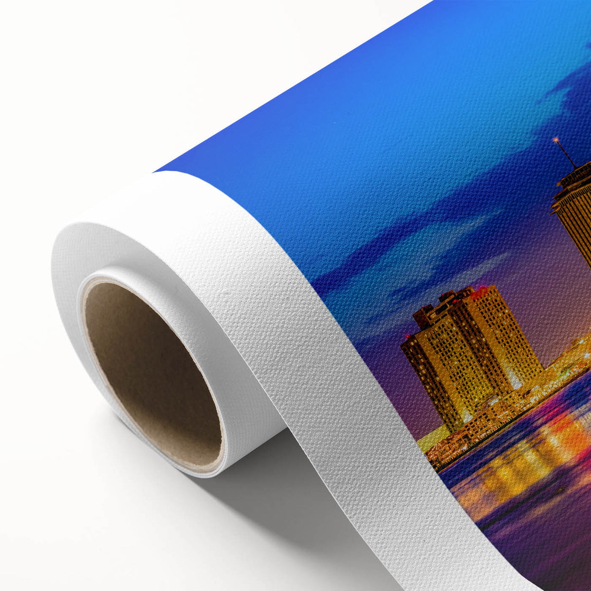 Art Deco style poster of New Orleans scene in pastel shades on rolled canvas, ideal for nursery wall art.
