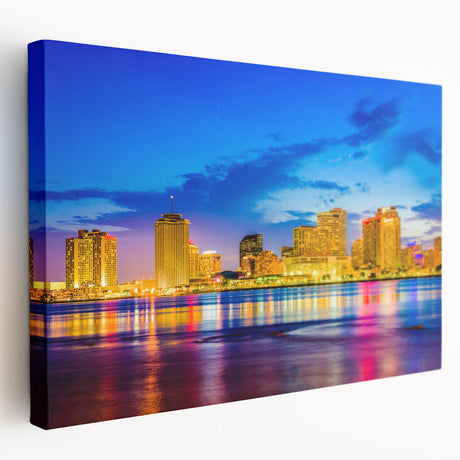 Large art depicting a New Orleans street scene in muted earth tones on stretched canvas, ideal for kitchen wall decor.