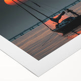 Art deco poster of Louisiana scenery in muted gold and green tones on rolled canvas, suitable for dining room wall art.