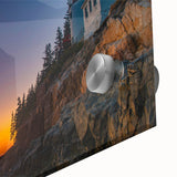 Acrylic print of Acadia, Maine, featuring large abstract elements in mid-century modernist style, ideal for dining room art.