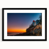 Colorful abstract art print of Acadia, featuring vibrant, textured hues, framed in black, ideal for living room decor.