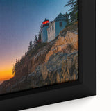 Black wall art featuring a textured close-up of Acadia, Maine, in vibrant colors on a framed canvas.