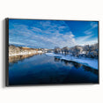 Black and white landscape art of Maine coastline on framed canvas, ideal for bedroom wall decor.