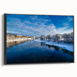 Black and white landscape art of Maine coastline on framed canvas, ideal for bedroom wall decor.