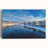 Black and white photograph of Maine's rocky coastline on stretched canvas, suitable for kitchen wall art.