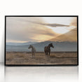 Large abstract wall art depicting a Montana landscape in muted earth tones, framed in black acrylic.