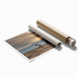 Extra large rolled print depicting Montana scenery with vibrant green and blue tones, ideal for classy bathroom wall art.