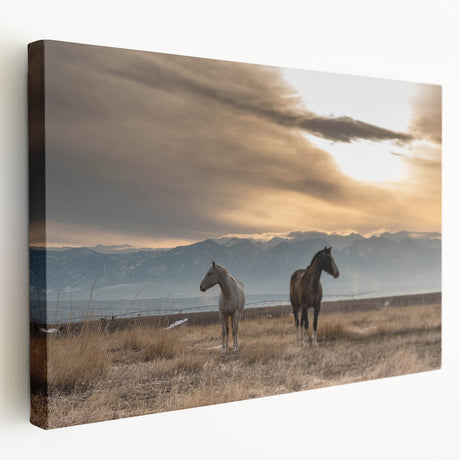 Large art of Montana scenery on stretched canvas with earthy green and blue tones, ideal for kitchen wall art.