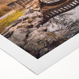 Art deco poster of New Jersey scenery in pastel hues on rolled canvas, suitable for dining room wall art.