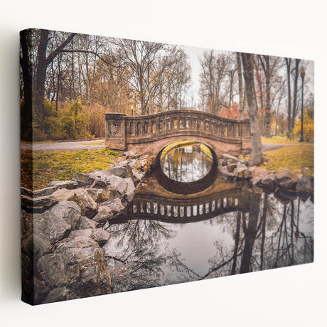 Scenic New Jersey landscape on stretched canvas with muted green and blue tones, suitable for kitchen wall art.