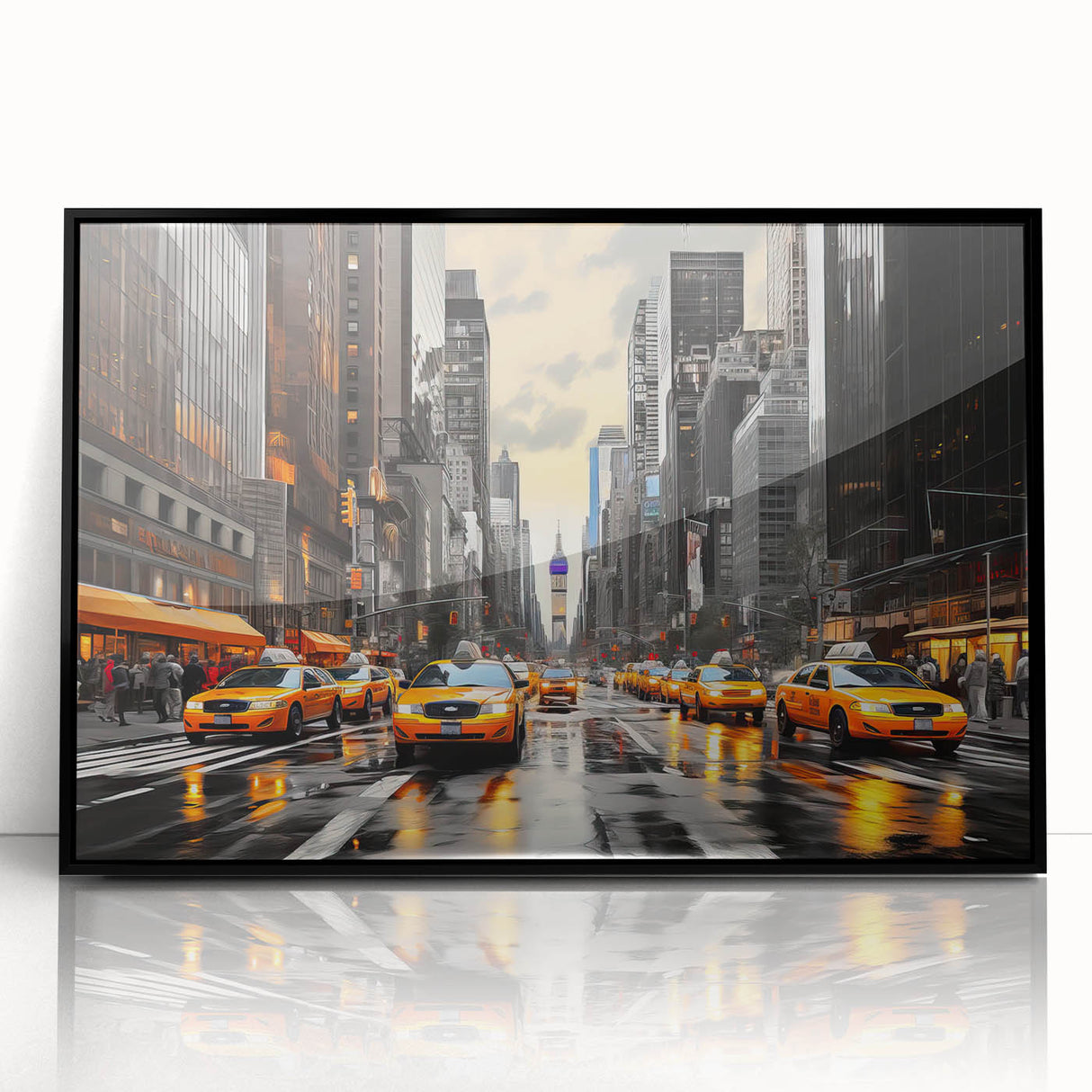 Large abstract wall art of Manhattan skyline in muted gray tones on a framed acrylic, suitable for modern art wall decor.