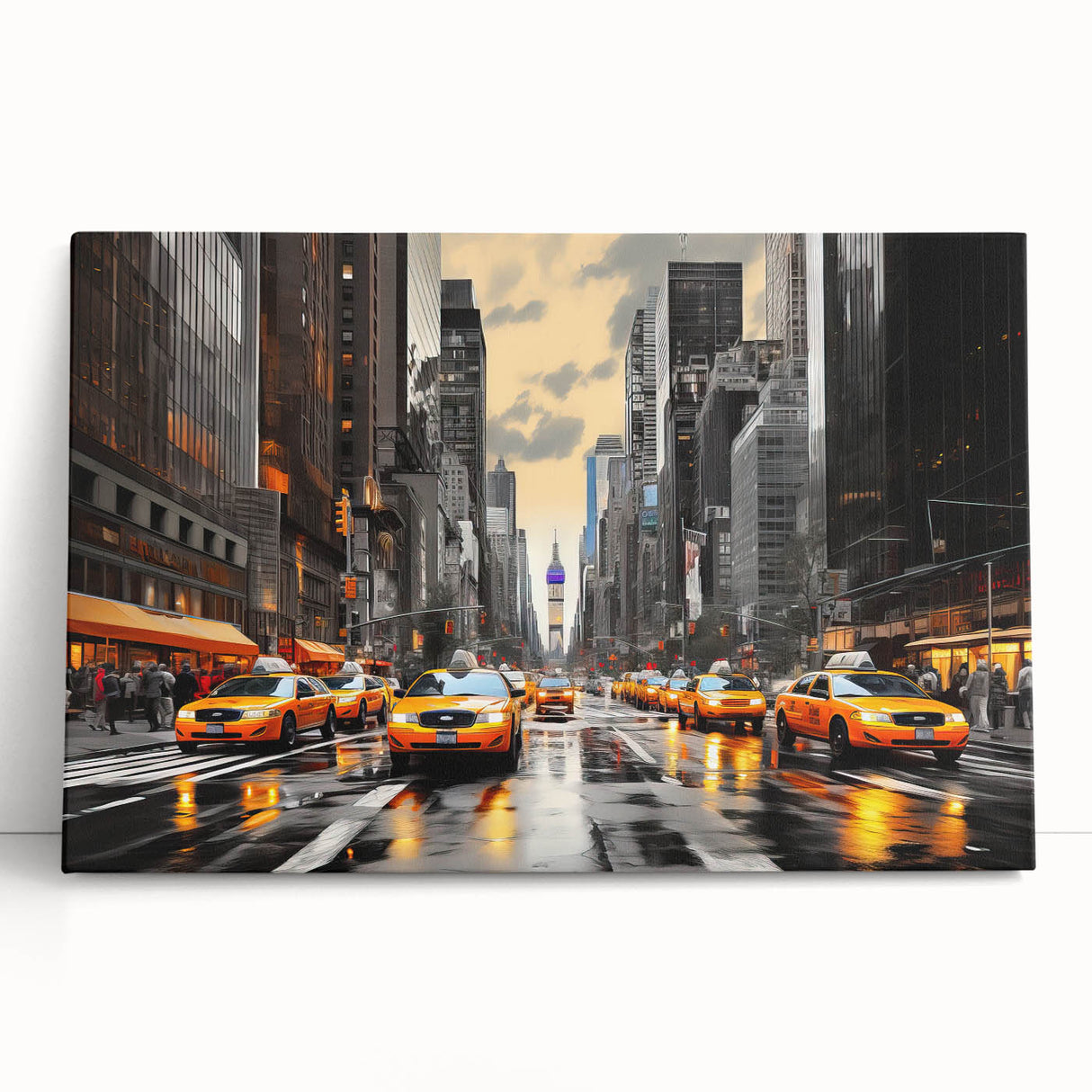 Black and white large art print of Manhattan skyline on stretched canvas, ideal for kitchen wall art or bedroom ambiance.