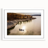Abstract art print depicting a vibrant Oklahoma landscape in pastel shades on a framed white mat.