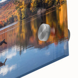 Large abstract wall art depicting Vermont scenery in mid-century modernist style on acrylic glass.
