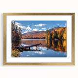 Colorful abstract art print of a textured Vermont landscape in a large gold frame, ideal for living room decor.
