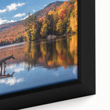 Black wall art featuring a textured Vermont scenery in vibrant colors on a large framed canvas.