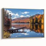 Framed canvas featuring a vintage-style landscape painting of Vermont scenery in black and gold tones.