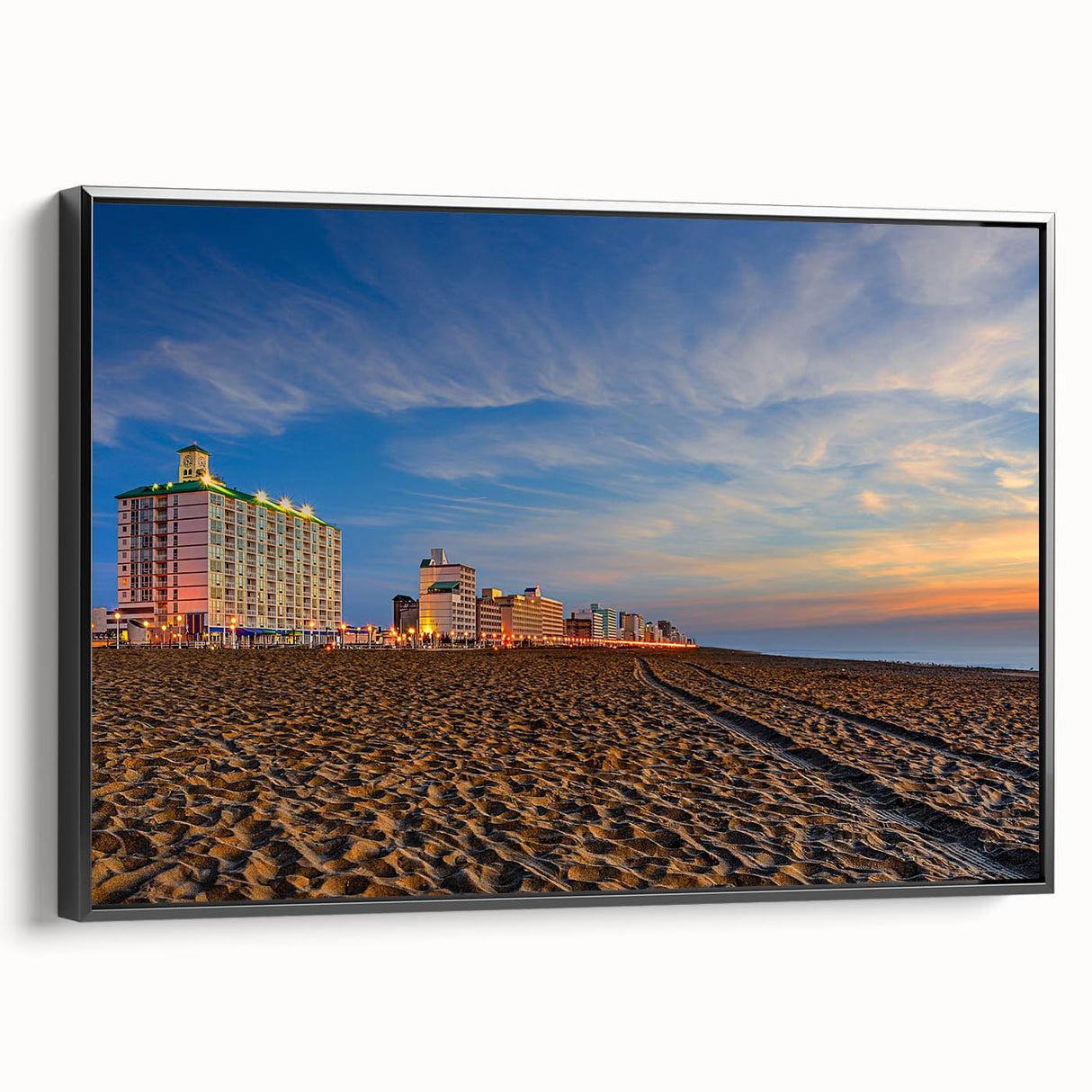 Black and white framed canvas of a Virginia landscape in vintage poster style, ideal for bedroom wall decor.